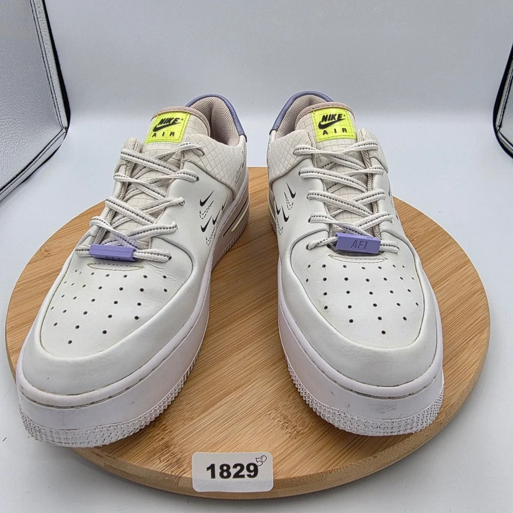 Nike Air Force 1 Sage Low LX White Multi-Swoosh Platform Sneakers CU5315-100 - Picture 1 of 13
